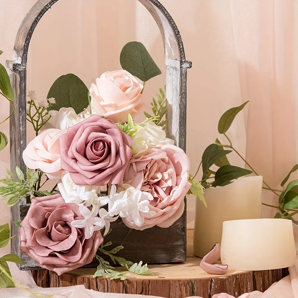 

50pcs, Dusty Rose Flowers Vase Filler, Decor, Royal Blue Flower Decoration, Kitchen Decoration, Artificial Flowers Arrangement,