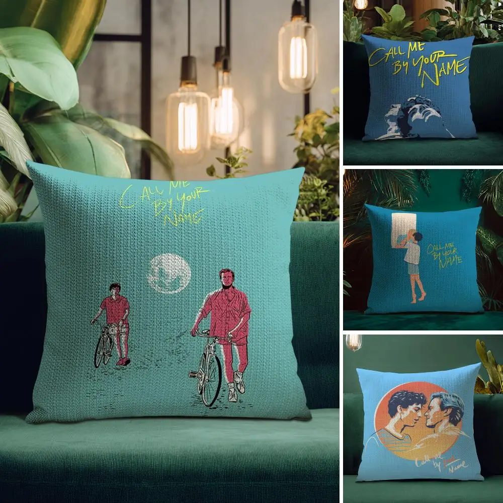 C-Call Me by Your Name كيس وسادة من قماش الكتان الطبيعي العضوي طباعة على الوجهين قابلة للتنفس مثالية للديكور المنزلي