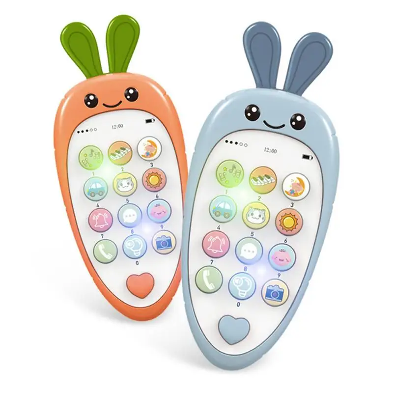 Kids Toy Phone Toddler Cell Phone And Kids Phone Toy Colorful Musical Kids Play Phone Educational Carrot Shaped Toy For Early