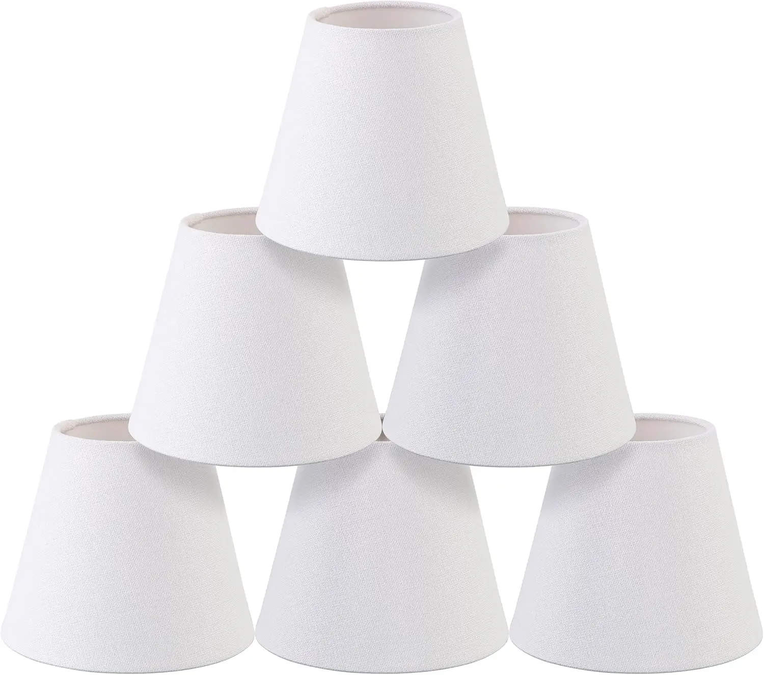 

Chandelier Shades Set of 6,Small lamp Shades clip on bulb, mini lamp shade with White Linen Dia 3"Top x 6"Bottom x 5"H (