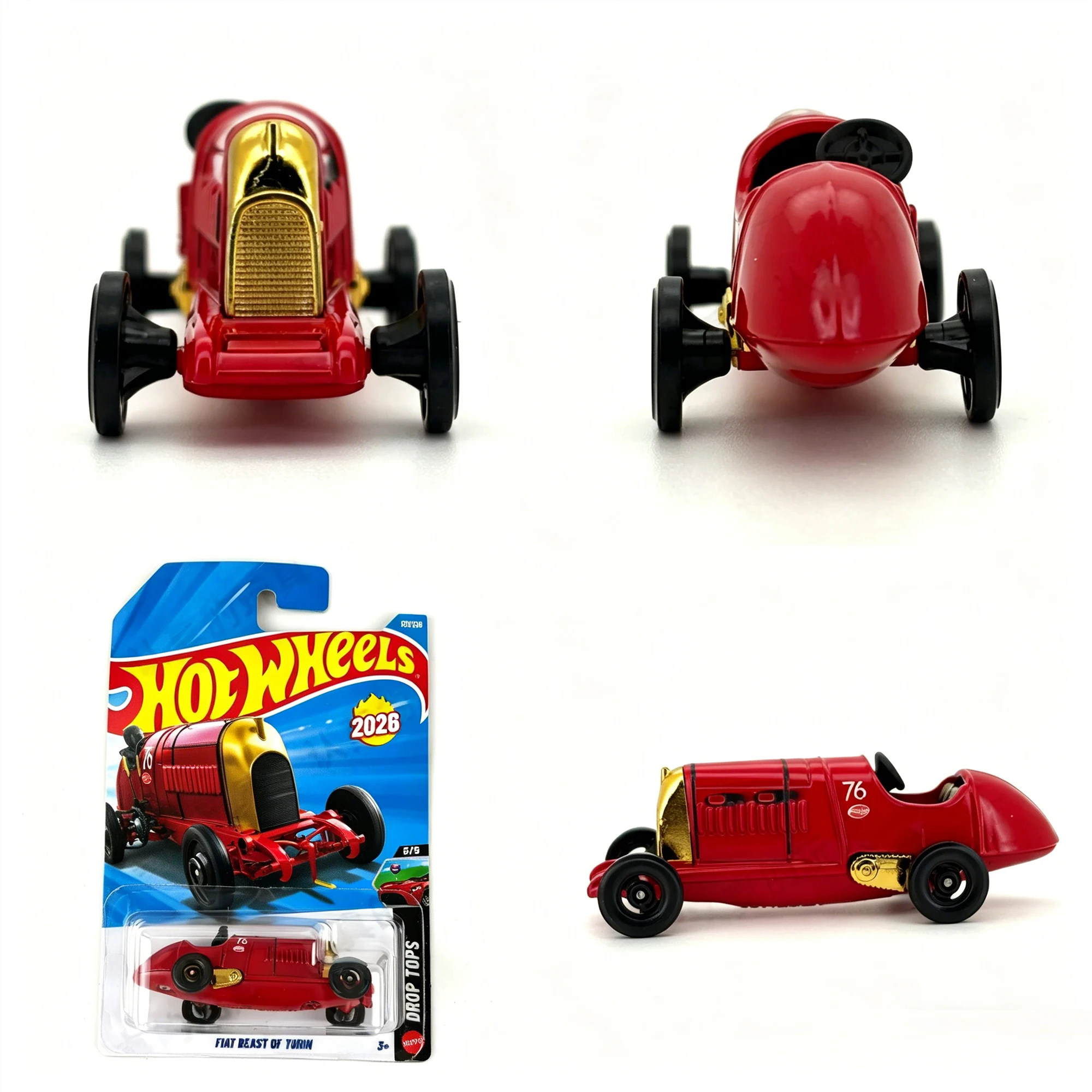 Coche Original Hot Wheels SAT BELAET OF TUNE FIAT BEAST OF TURIN 1/64, Juguetes de Metal Fundido a Presión para Niños, Modelos de Coche, Regalo de Cumpleaños