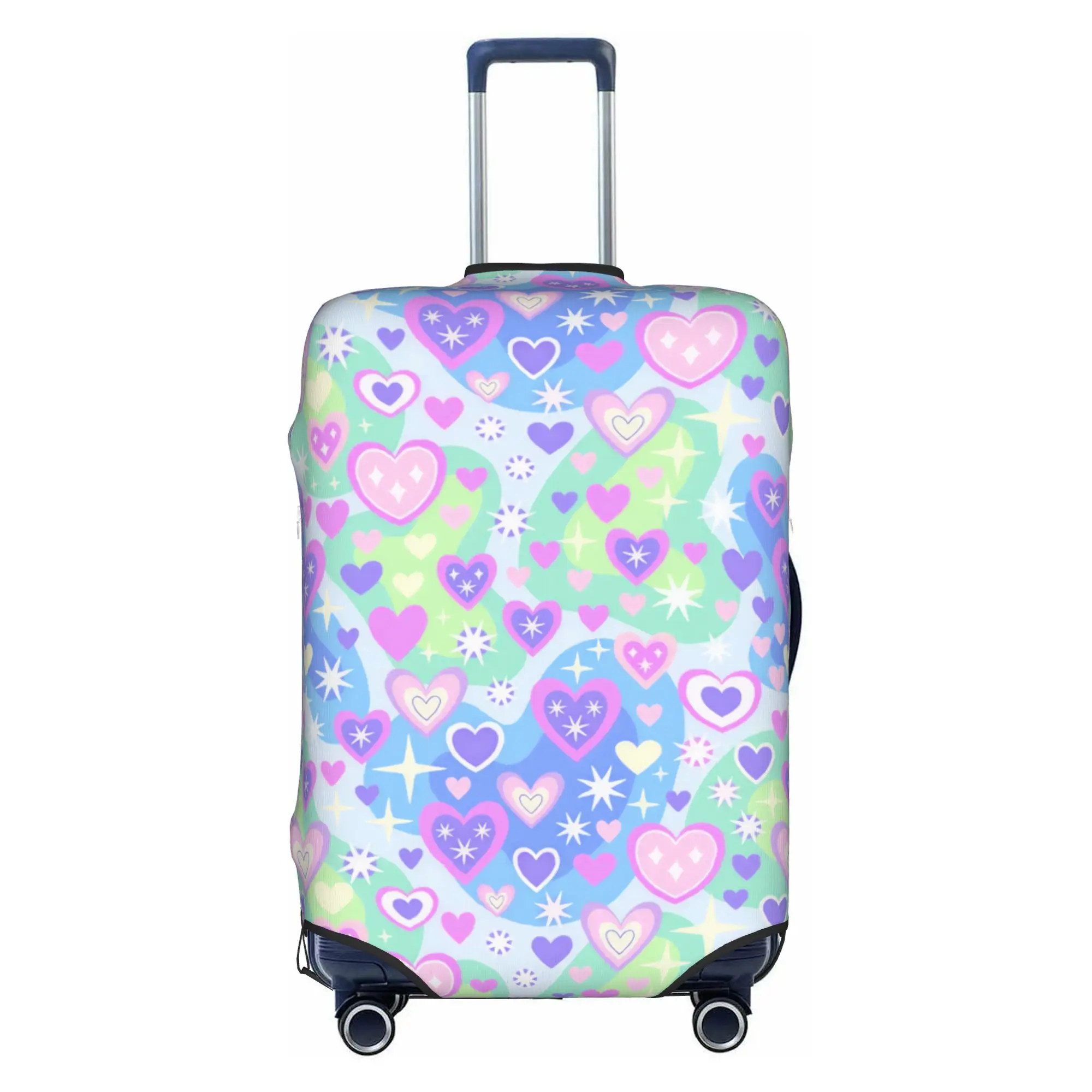 Valentine's Day Heart Sparkles Pastel Colors Luggage Cover Funny Cute Cartoon Style Suitcase Protector Covers Suit For18-32 inch
