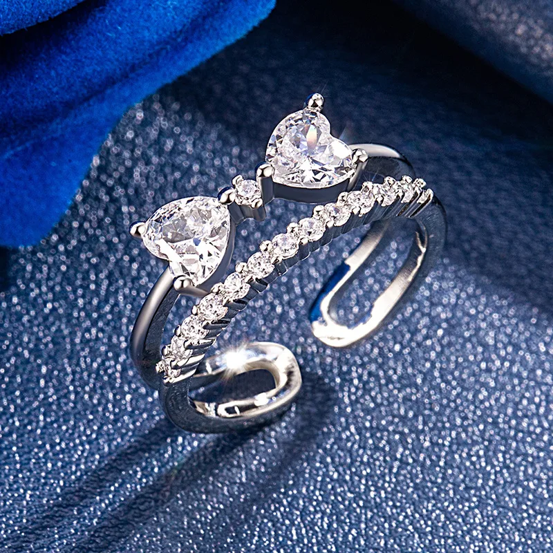 

925 Sterling Silver Geometric Cubic Zirconia Stackable Ring for Women Trendy Platinum Plated Brand Party Jewelry Accessories