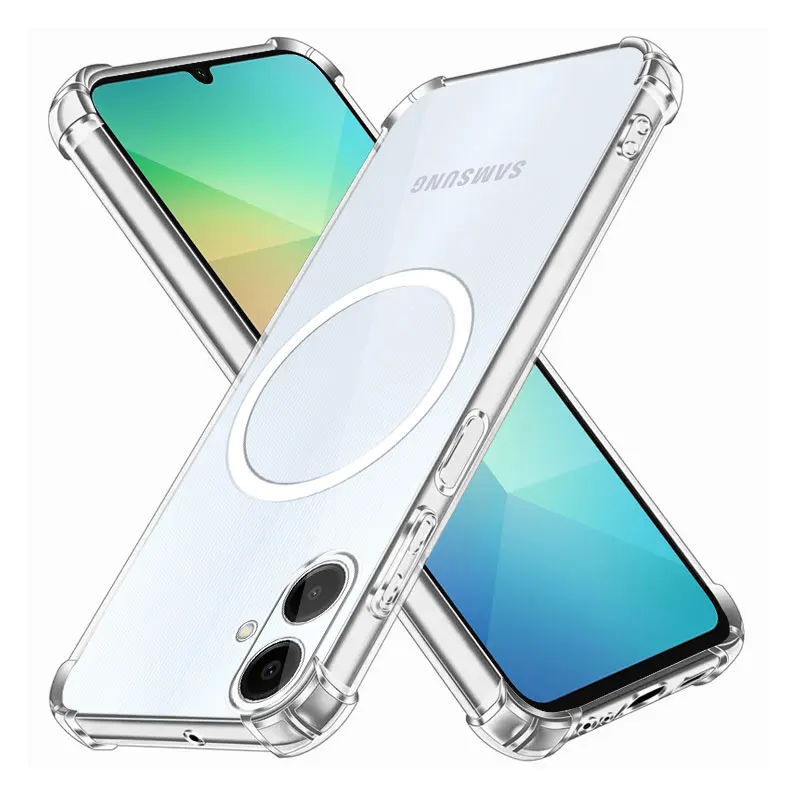 For Samsung Galaxy A06 Case With Magnetic Ring Sticker Soft Silicone Phone Case Samsung A06 A 06 SM-A065F Shockproof Clear Cover