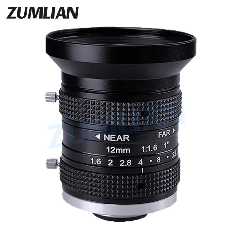 12mm Fixed Focal Lens FA 5Megapixel 1 Inch F1.6 Manual Aperture C Mount  For Industrial Camera Iris And CCTV Machine Vision Lens