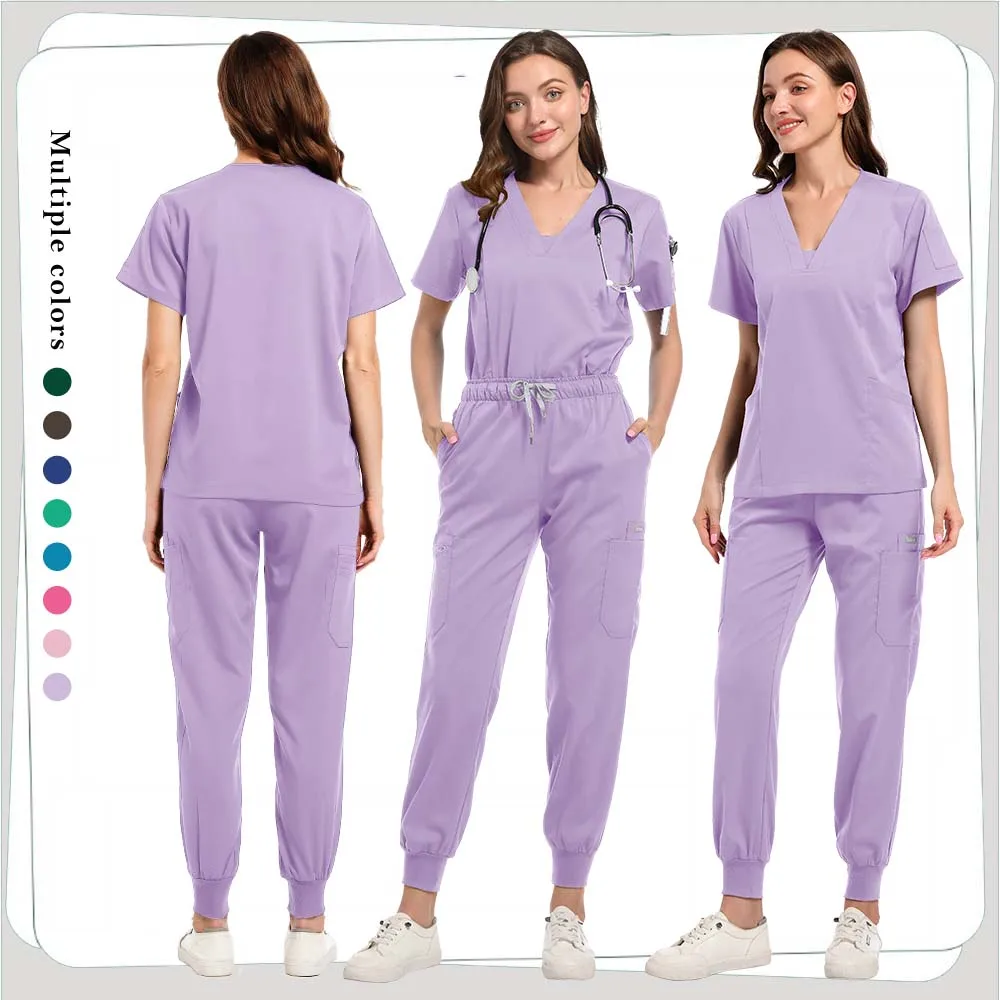 Stretch Oversized Scrub Set Medical Uniform Woman Set Surgical Top Pants Dental Clinic Workwear Nurse Clothes Clinic Accessories