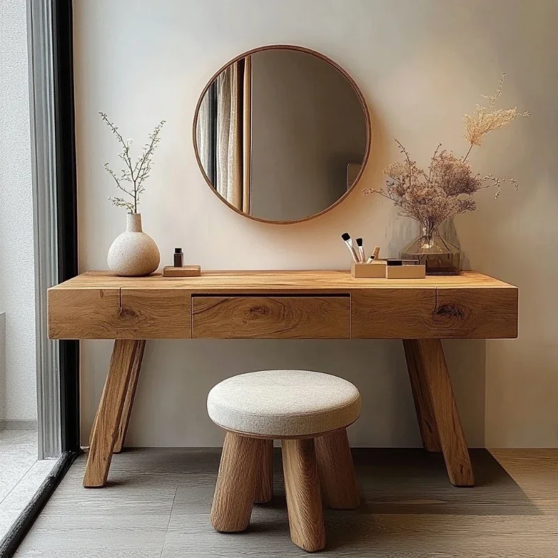 Song's aesthetics log dresser wabi-sabi wind solid wood makeup table natural shape wood antique bedroom furniture