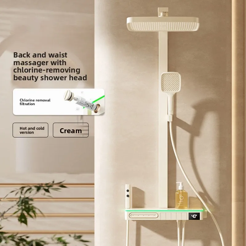 Smart Digital Display Dechlorinating Skin Beautifying All Copper Shower Set Home Use Cold Hot Shower Copper Shower Set Bathroom
