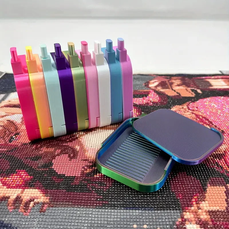 HOMFUN New Color Diamond Painting Tray Slide Cover Horizontal Grid 5D Embroidery Accessories Storage Tools Drill Storage Tray