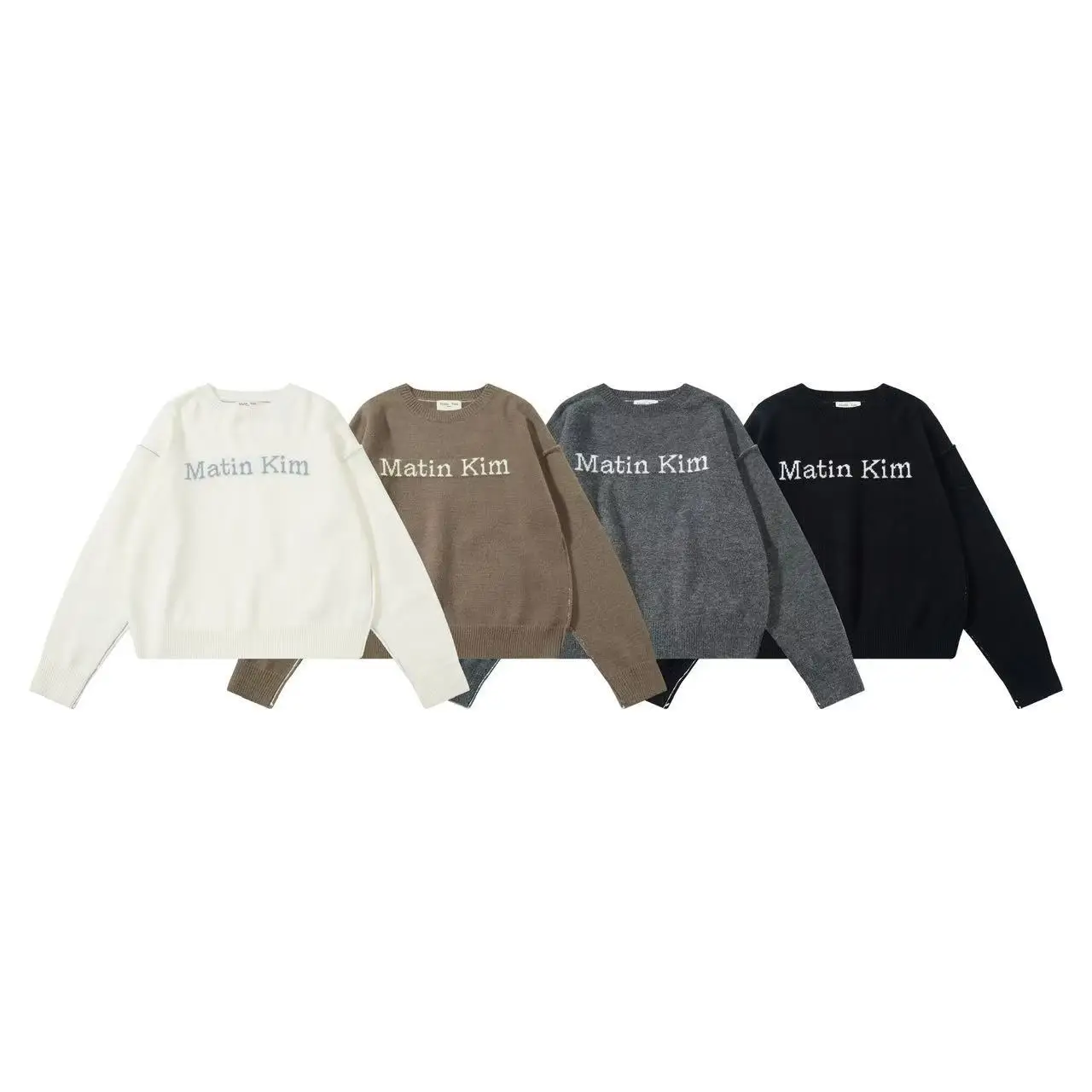 

FL Women's round Ne Knitted Sweater Letter Embroidery Splicing Autumn Faion Warm Long Sve Casual Top Fem Commute Sle Women Tops