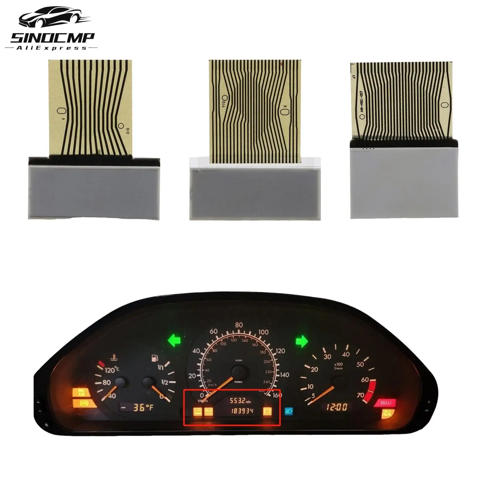 

3Pcs Instrument Cluster LCD Display Screen For Mercedes-Benz W202 W210 W208 R170 1998-2002 Dashboard LCD Screen Accessories