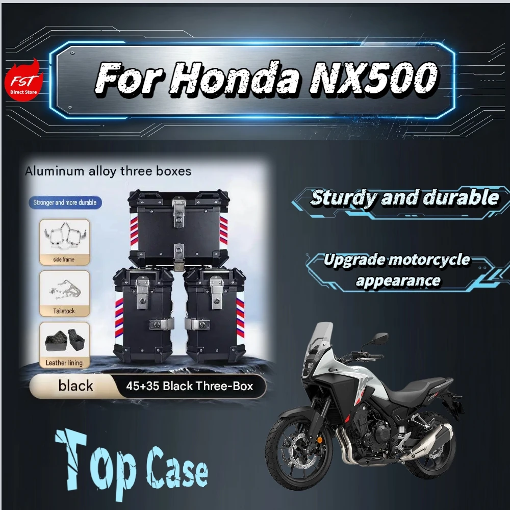 Fit Honda NX500 Quick‑Release Aluminum Three‑Box System Sealed Waterproof Storage Boxes For Long‑Distance Riding