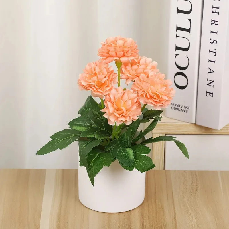

Chinese Peony Artificial Bonsai Orange Peony with Pot Plastic Garden Fake Plant Decoration Home Decoration Flower Bouquet 장식품