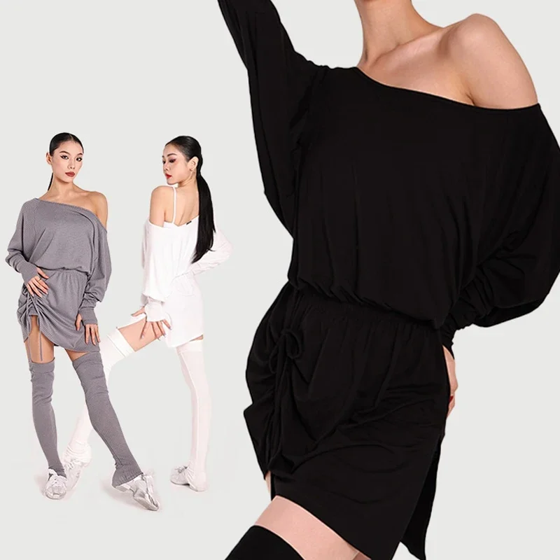 

Slanted Shoulder Latin Dance Dress Adults Ballroom Dance Practice Dresses Women Samba Cha Cha Latin Dancing Clothes