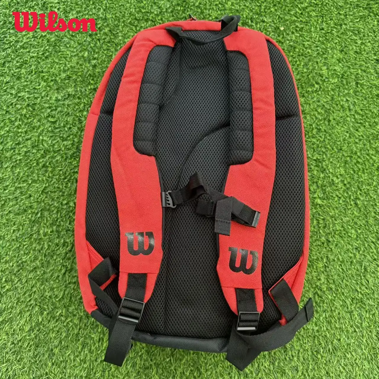Wilson Roger Federer DNA Red Tennis Backpack PU Design Racket Sport Tennis Bag Max for 2 Racquets with ‎Insulation Pocket