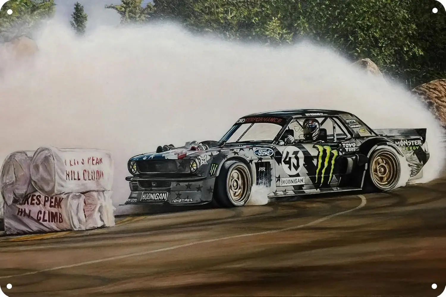 Hoonicorn Drift Car III Poster Metal Tin Sign Wall Decor Signs,Vintage Art for Home Bar Pub Cafe