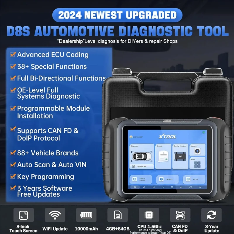 XTOOL D8S D8 Automotive Diagnostic Tools Key Programming 38 Resets With DoIP Toplogy Map OBD2 Bidirectional Scanner ECU Coding