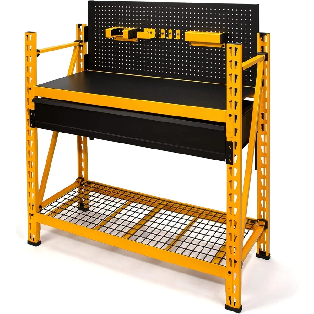 2-Shelf Industrial 4- Carbon Steel Foot Storage Rack Work Station Kit, Workbenches