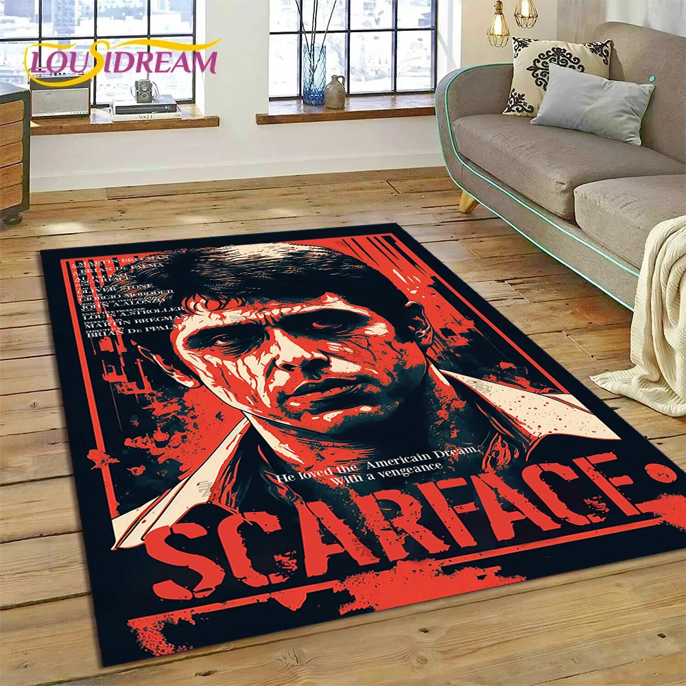 Scarface Tony 3D Printing Movie Rug Carpet for Living Room Bedroom Home Decor,Floor Mat Non-slip Decoration for Sofa Doormat Kid