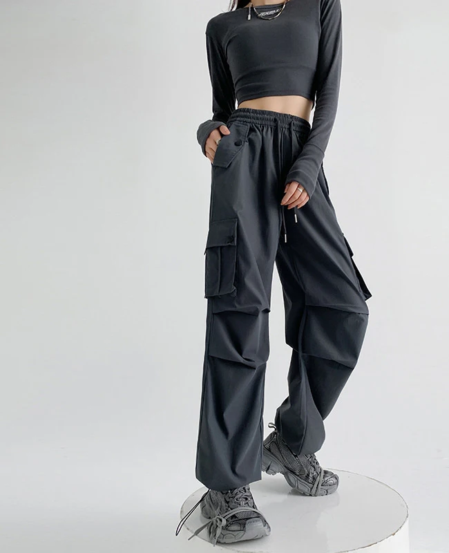 Cargo Pants Womens Dame Spring Canvas Highstreet Layered Outdoors Urban Minimalism Artistic Patterned Design Streetwear Youthful