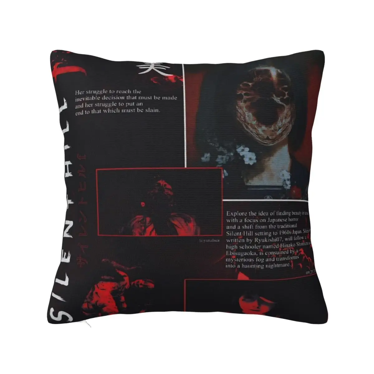 Poszewka na poduszkę Silent Hill F Horror Movie Game, kwadratowa poszewka na poduszkę, urocza i zabawna poszewka na poduszkę, idealna na przyjęcia weselne i do dekoracji domu.