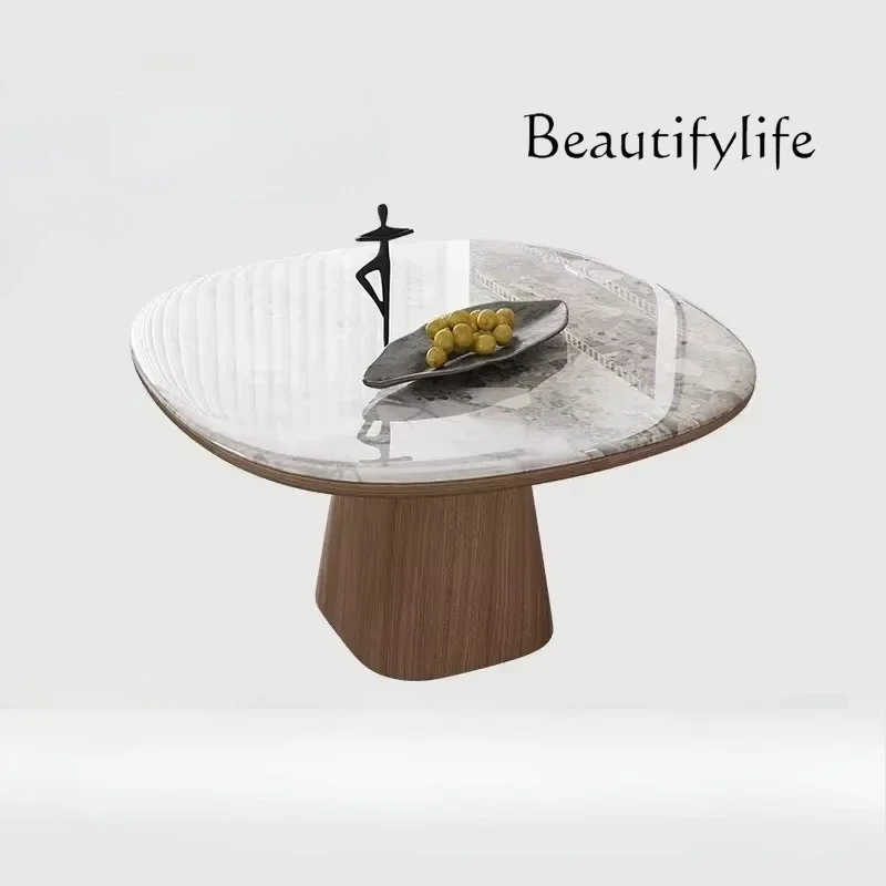 N طاولة طعام رخامية طاولة طعام منزلية حديثة وبسيطة من حجر الكريستال الفائق طاولة مستديرة إيطالية ثمانية طاولة خالدة