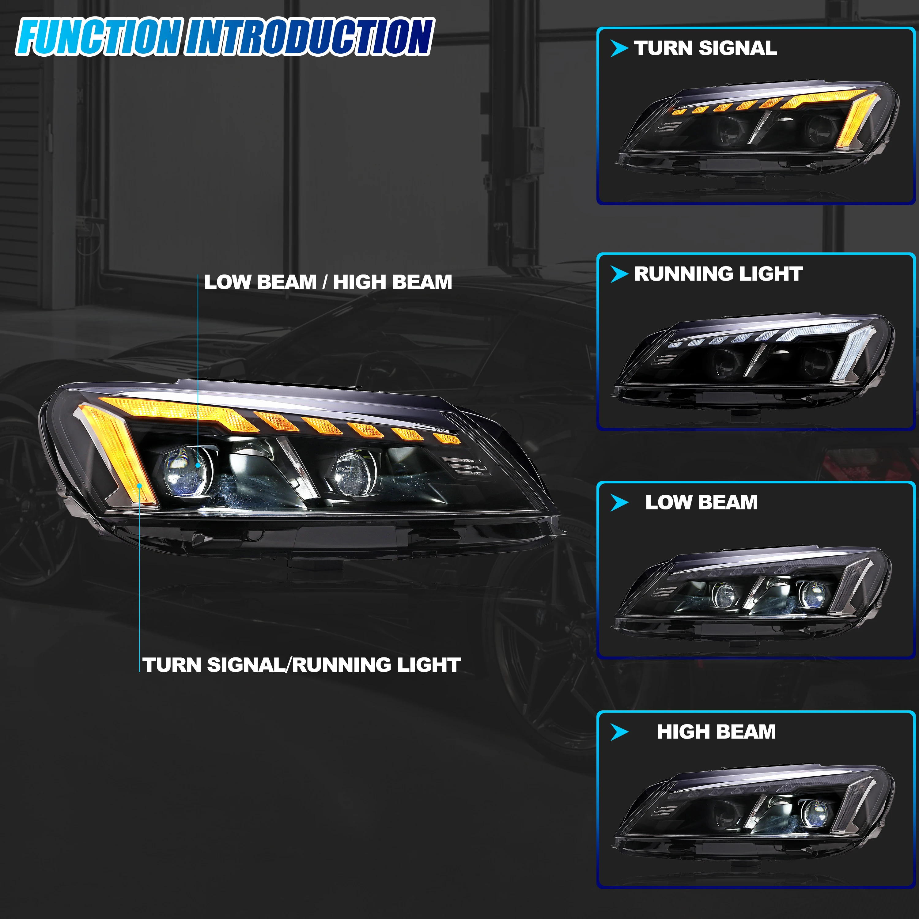 Fari a LED per Volkswagen VW Passat B7 2012-2015 TDI SE DRL Proiettore Sequenziale Indicatori di direzione Lampade Frontali Coppia di Montaggio