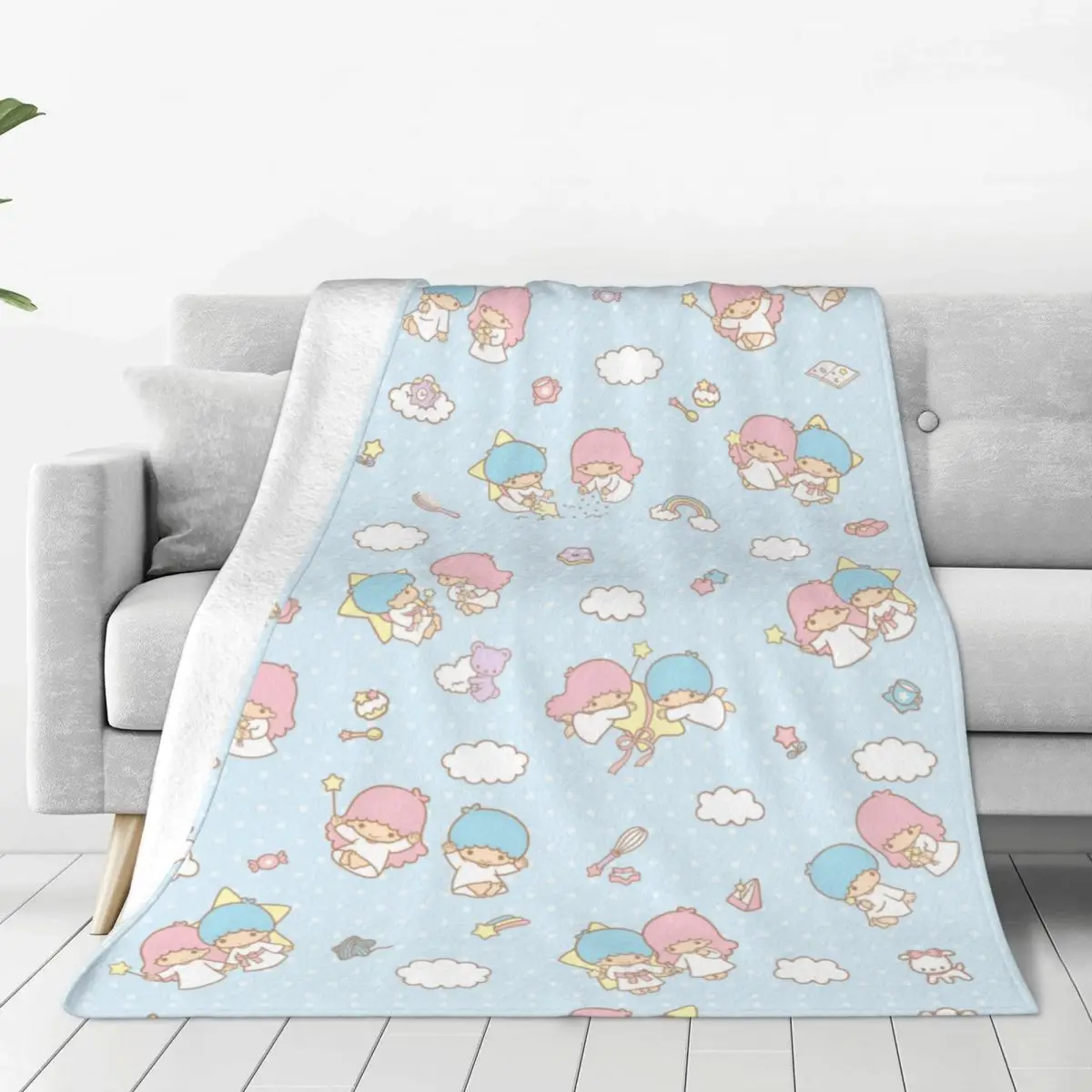 Kawaii Cartoon Little Twin Stars accessori coperta Warm Sanrio Merch coperte e getta regali incredibili