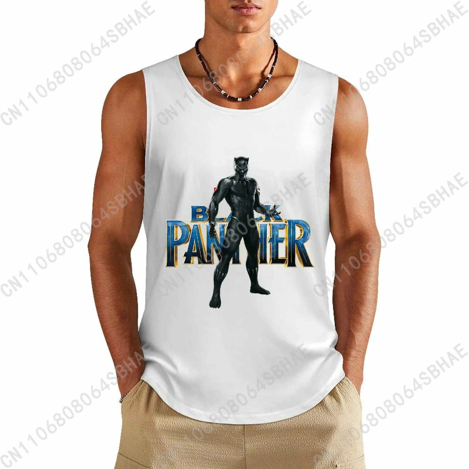 

Marvel Black Panther Custom Pattern Mens Cotton Tank Top Cotton Sleeveless Shirt Men Undershirt Personalized Gifts Cosplay