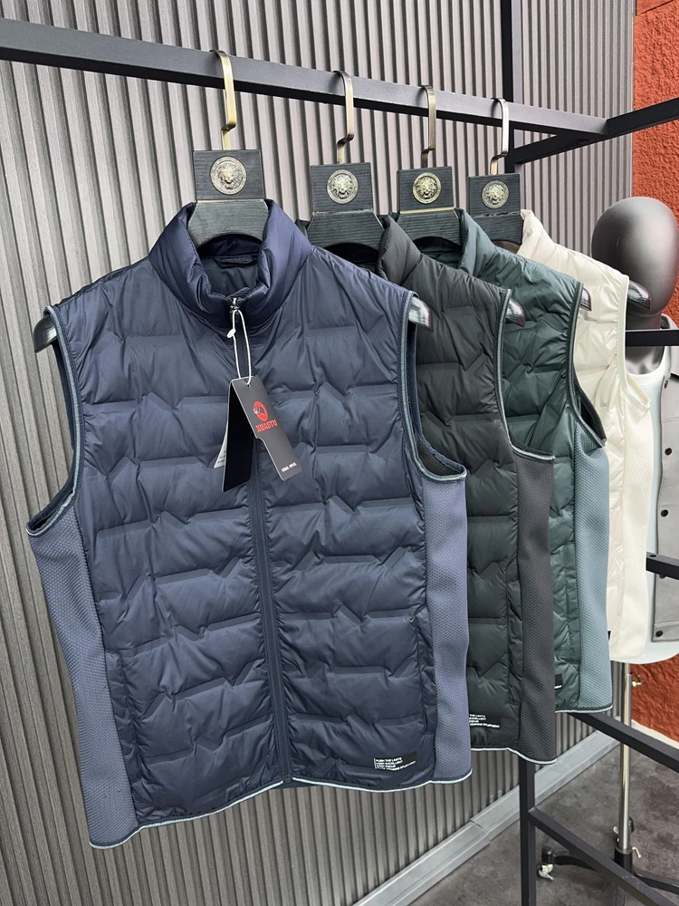 

Svip Du down Vest Men's Casual Faionable Stand Collar Warm Autumn Winter Jaet Padded Coat White Du Feather Vest