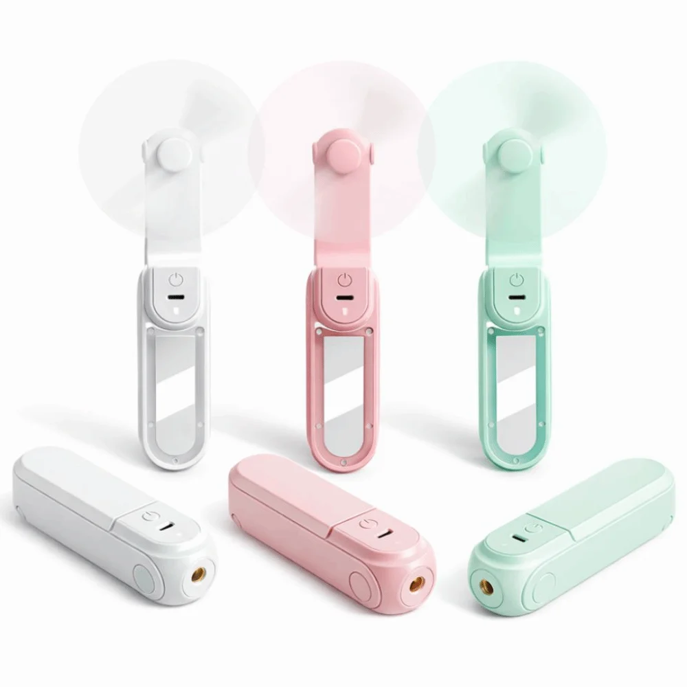 3 IN 1 Handheld Mini Fan 3 Gears USB Rechargeable Folding Flashlight Fan Lightweight 1200 MAh Pocket Silent Fan Summer Outdoor