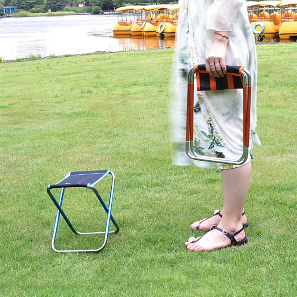 

Luxury Blue Camping Stool Small Folding Chair for Outdoor Hiking BBQ Fishing Beach Trip Portable Mini Stool Storage Bag