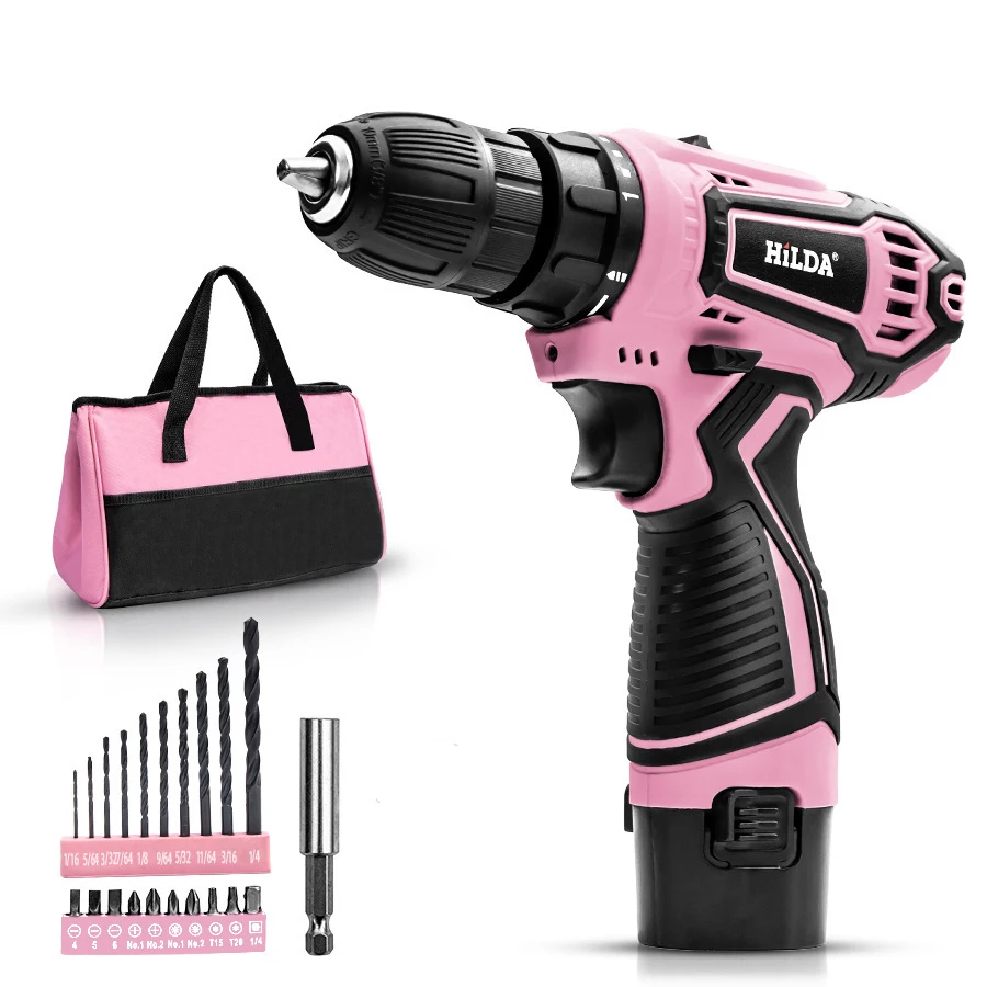 

HILDA Electric Drill 12V Cordless Drill Electric Screwdriver Mini Wireless Power Driver DC Lithium-Ion Battery