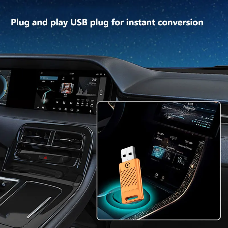 Wireless CarPlay Android Auto Adapter for Factory Car Stereos Plug and Play Stable Connection Low Latency for BMW Mercedes Audi