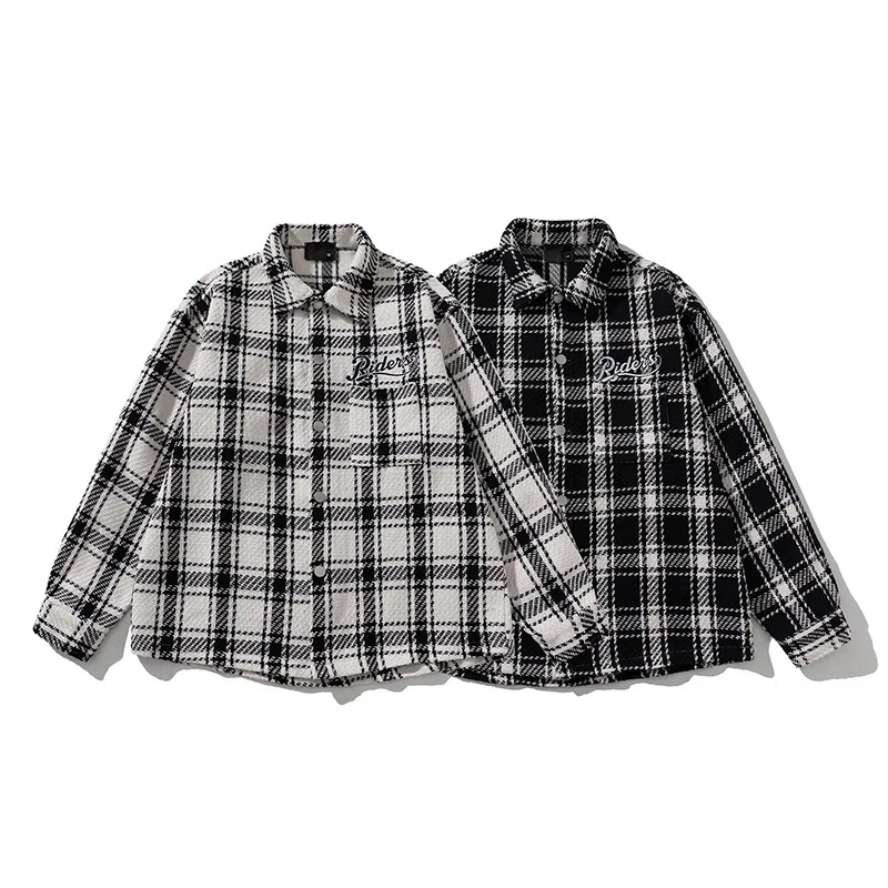 2025 Spring and Autumn New Style Checkered Cotton Jacket Fashionable Men's High End Trendy Couple Thick Loose Shirt Coat