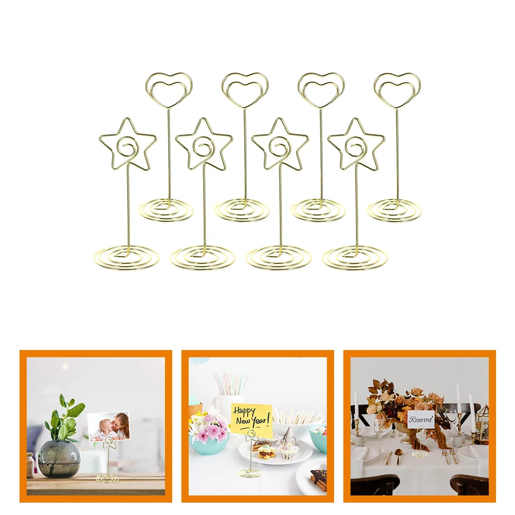 8 Pcs Business Card Holder for Desk Table Number Holders Photo Tables Zinc Alloy Picture Clips Metal