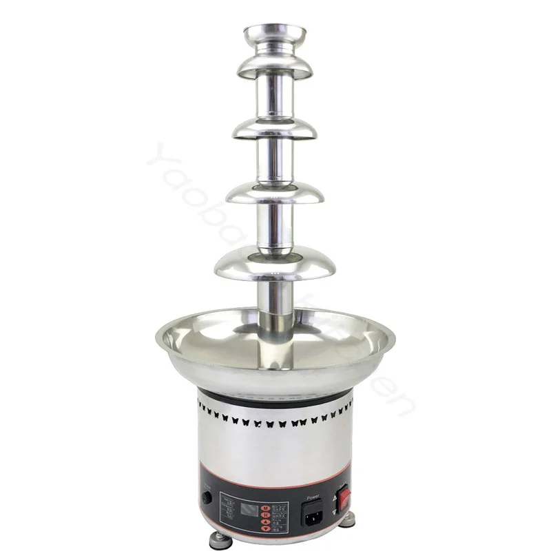 Electric 5 Layers Chocolate Fountain Hot Pot Chocolate Waterfall Machine Melting Warming Function for Family Office Party