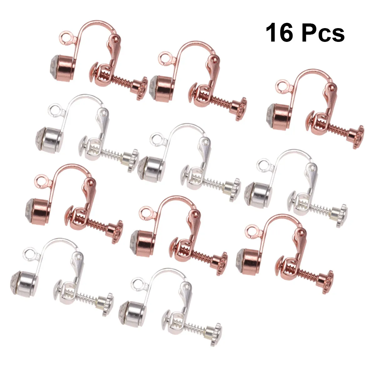 16Pcs Sparkling Rhinestone Ear Clips Non Piercing Adjustable Ear Cuffs for Women Girls Clip on Earrings Elegant Gift for Mother