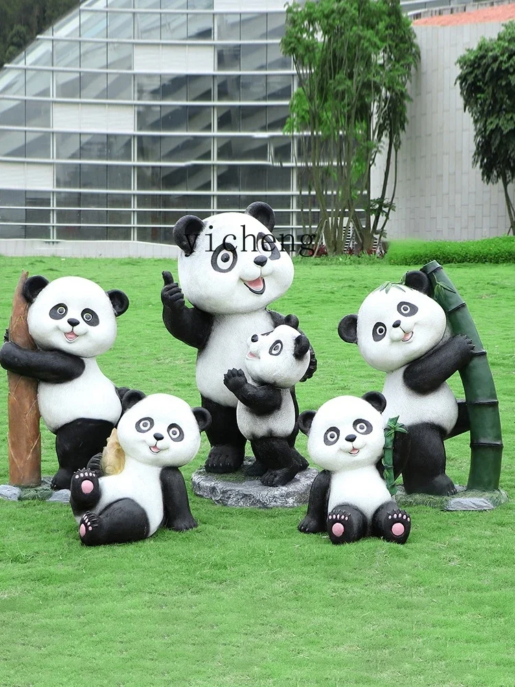 Zk Outdoor Park Community Simulation Panda Sculpture Lawn Courtyard Cartoon Big Decorations