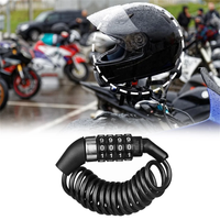 Motorcycle Bicycle Anti-Theft Chain 4-Digit Password Combination Helmet Lock Safety Portable Cable Lock Durable Wire Rope