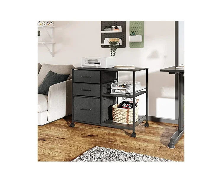 Drawer Mobile File Cabinet Rolling Printer Stand with Open Storage Shelf Fabric Lateral Filing Cabinet Fits A4