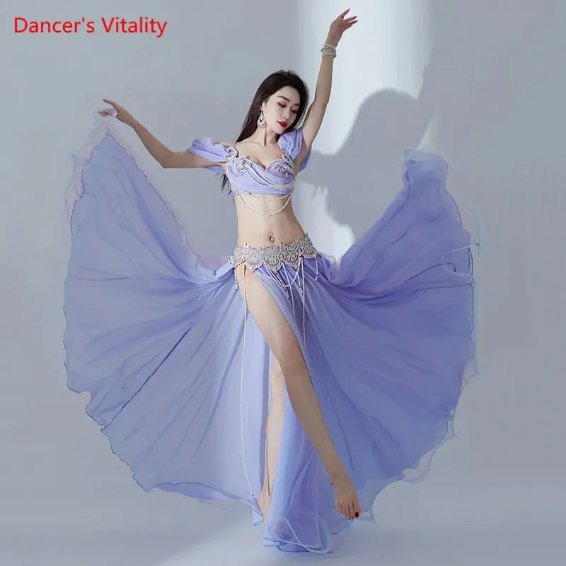 Belly Dance Suit Diamond Bra Split Big Swing Skirt Performance Clothes Oriental Dancing Woman High-End Competition Clothing Set