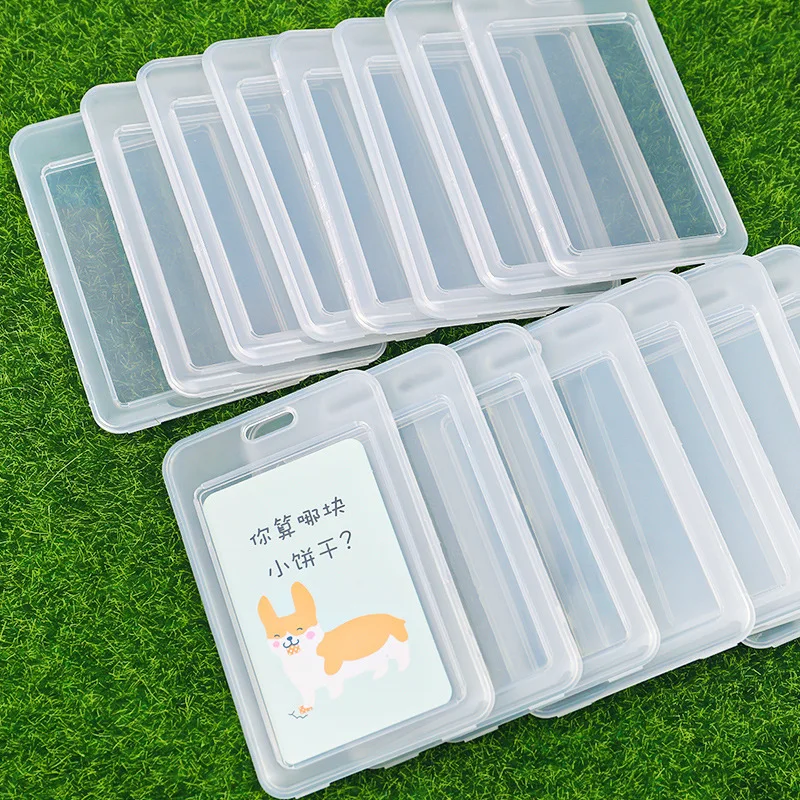 5pcs/lot Transparent Working Permit Sleeve Case ID Credit Card Protector Pass Work Card Holder Badge Cover Case ID Tag for Staff