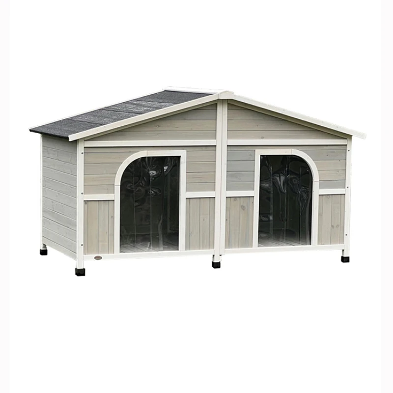 M Dog House Outdoor Large Dog Super Space Solid Wood Double Door Villa