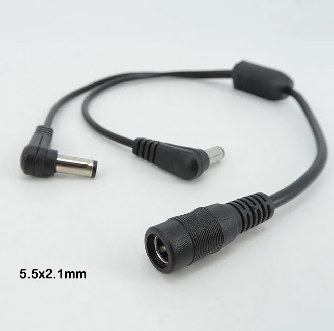 10x DC 1 Female to 2 way right Angled Male 5.5x2.1mm Power Splitter Adapter Plug Cable 20awg 5A 12V For Strip Light Connector P1