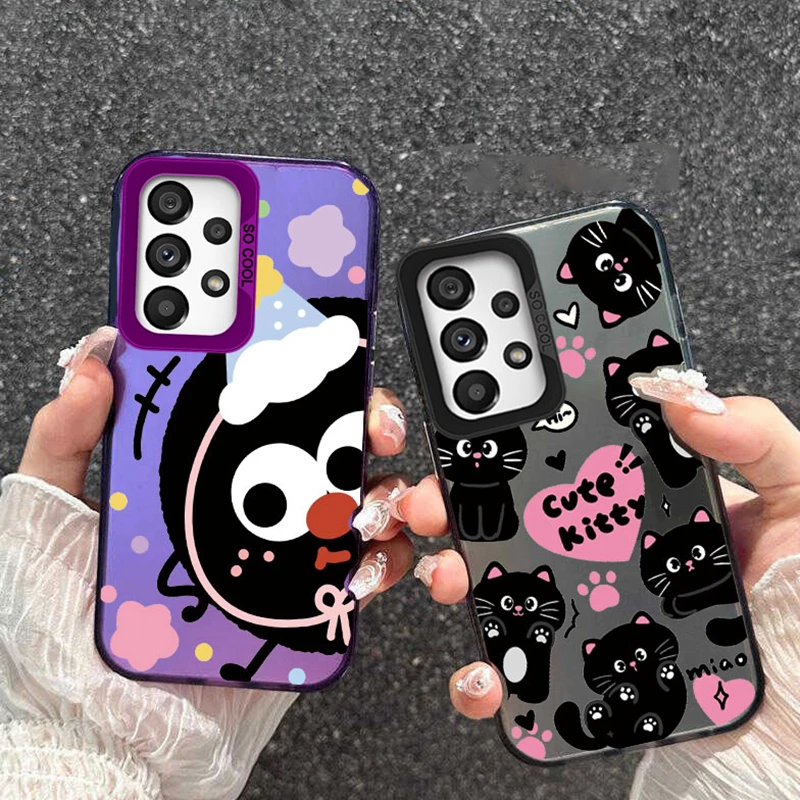 Smile Face Butterfly Cute Cat Phone Case For Samsung Galaxy A53 A33 A32 A12 A52 M55 M35 S20 FE Printed Shockproof Silicone Cover