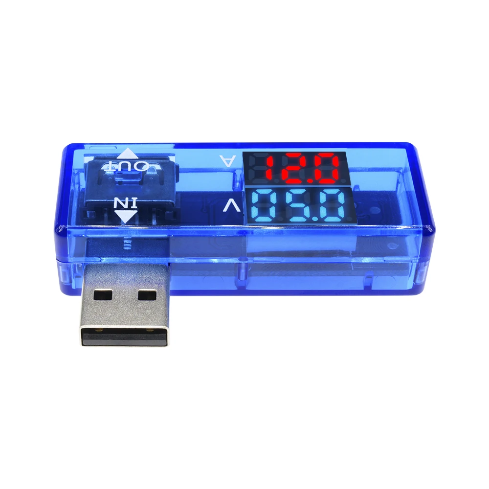 L-type three-digit USB Voltmeter Ammeter measuring instrument red and blue dual display Power Capacity Charger Detector