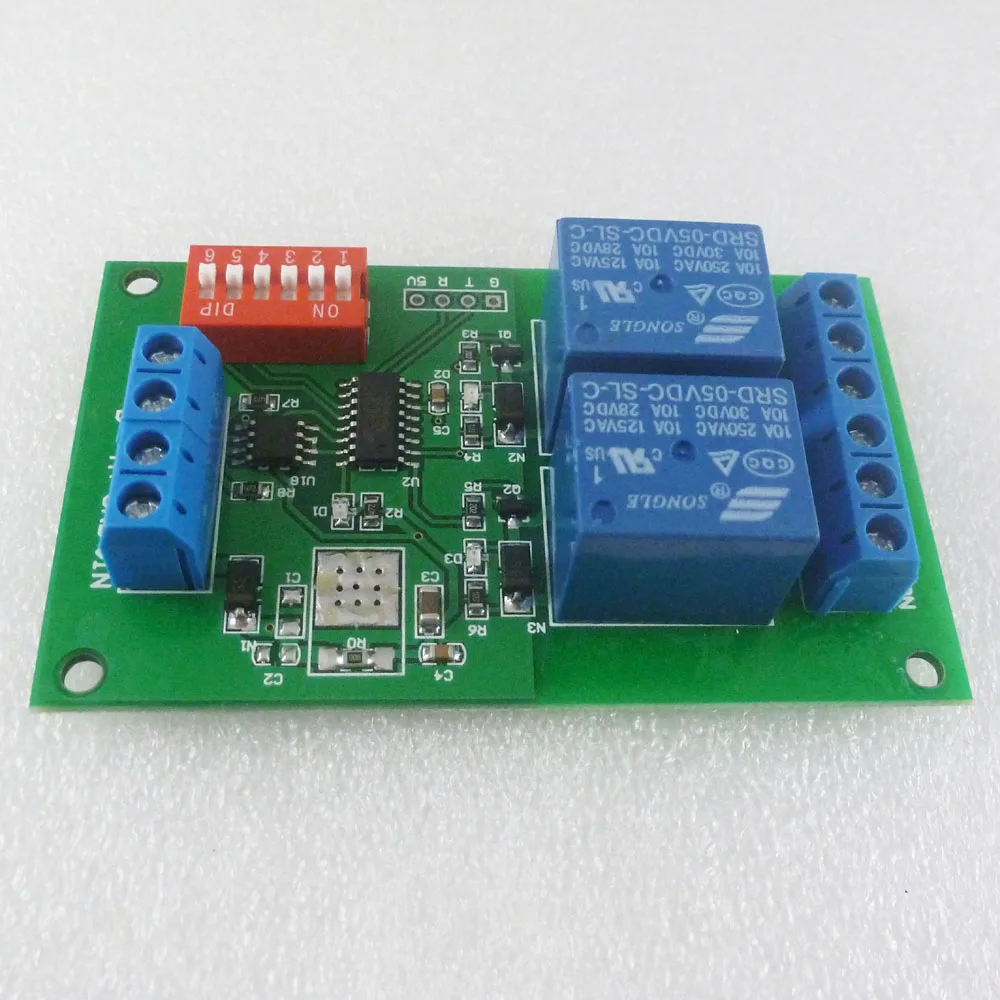 Placa de relé CE035 DC5V 2 CH RS485, módulo de interruptor de puerto serie UART, Control de comando Modbus AT para PLC, hogar inteligente, industria automatizada