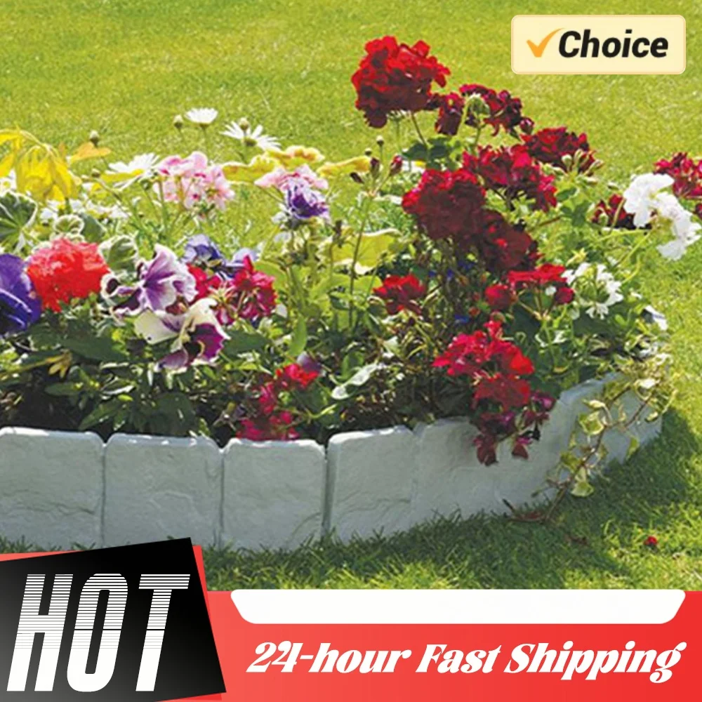 10pcs Garden Landscape Edging Borders Insert Plastic Interlocking Lawn Edge DIY Easy Installation for Outdoor Patio Balcony Yard