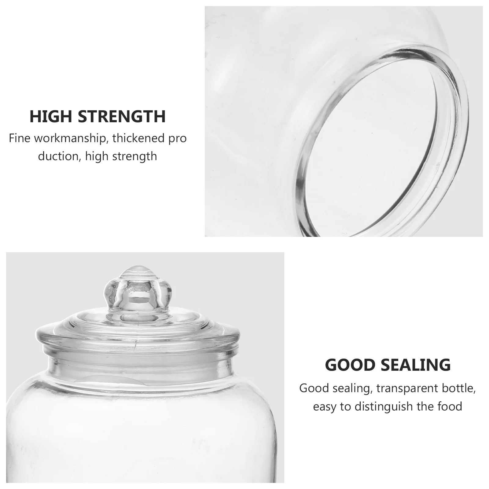 

1Pcs Large Capacity Transparent Glass Storage Jar High Strength Airtight Sealing Canister for Food Rice Beans Flour